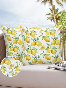 Akvarelės citrinų vaisiai Balta geltona 2/4PCS lauko pagalvės užvalkalas Neperšlampamas pagalvės užvalkalas Sodo pagalvėlės užvalkalai Namų dekoras