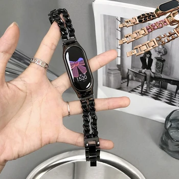 Prabangus dirželis Xiaomi Mi Band 8 7 6 5 Smart Watch Premium Woman pakaitiniai metaliniai riešo dirželiai Miband 4 3 Watchband Correa