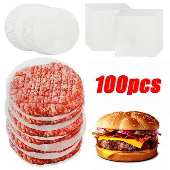 100vnt/pakuotė Vienkartinis mėsainis Patty atskyrimo padas Apvalus kvadratinis mėsainių maisto padas Popierius nelipnus aliejinis popierius Kepimo popierius